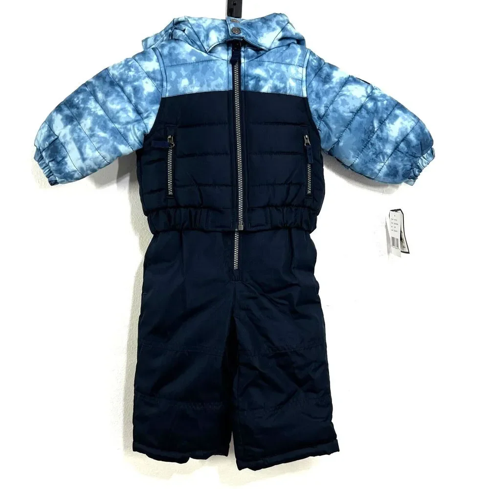 OshKosh B'Gosh Boys' 2-Piece Ski Jacket & Snow Bib Snowsuit 12M ( 21-25 Lb) Blue